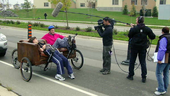 Scene of a stuck car from. The first scene that was shot