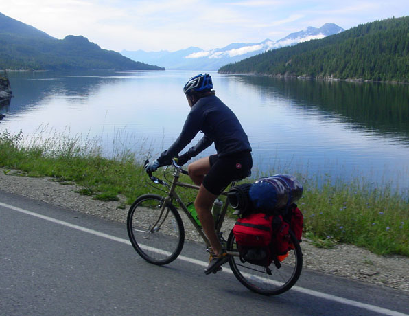 Cycling by Kootenay Lake