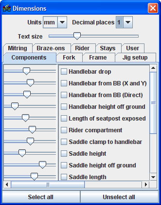 Dimensions Dialog Box