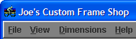 Joe's Custom Frame Shop label