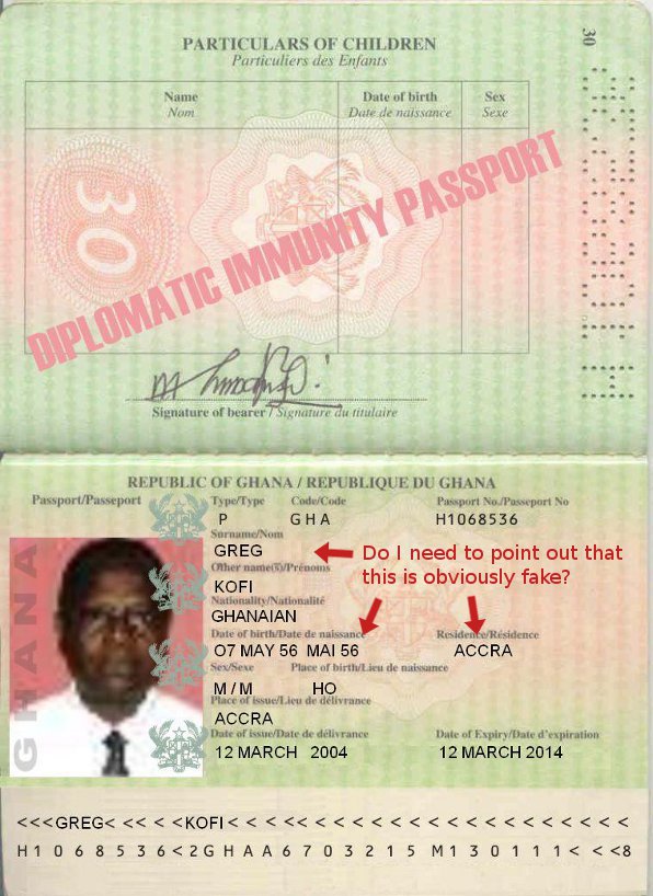 Greg Kofi's Fake Ghanaian Passport