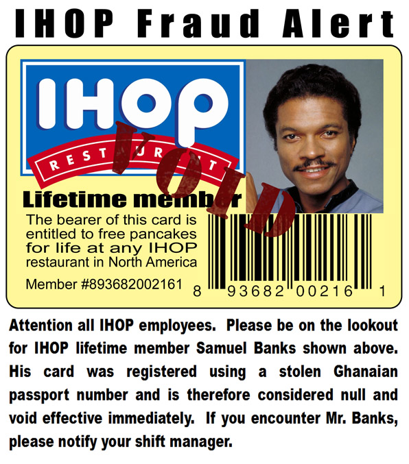 IHOP Fake Fraud Notice