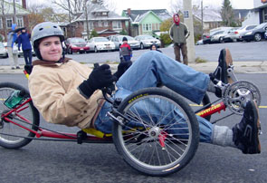 Matthew rides the Hotmover in the Santa Claus Parade