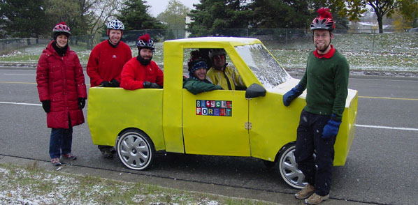 Allison, Brent, Peter, Andrew, Mohrgan and Ted on route to the parade