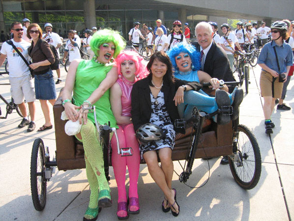 B-Girlz on the Couchbike with Olivia Chow and Jack Layton