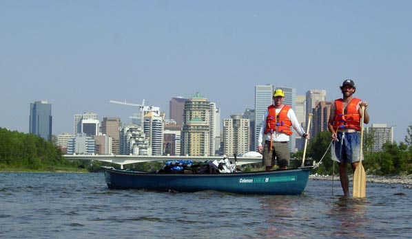 Entering Calgary by canoe