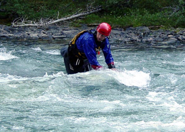 Ray with our broached canoe