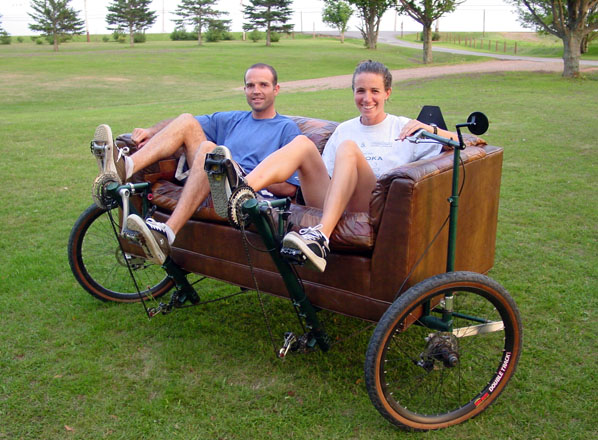 Ian and Krestena on the Couchbike.