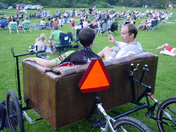 Mohrgan and Andy on the Couchbike