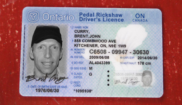 Pedal richshaw driver's licence
