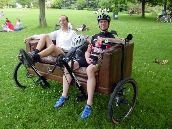 Mohrgan and Andy on the Couchbike