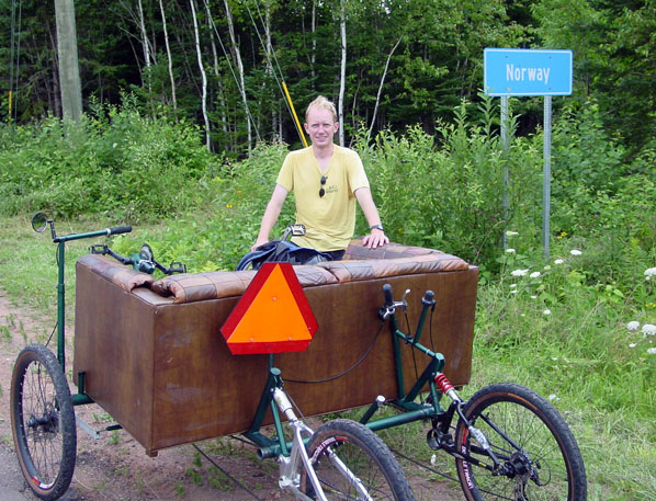 Couchbike by the Norway sign