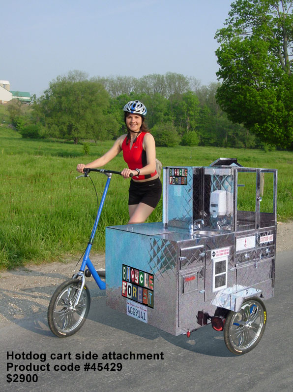 Treadmill Bike with Hot Dog Vending Cart Attachment