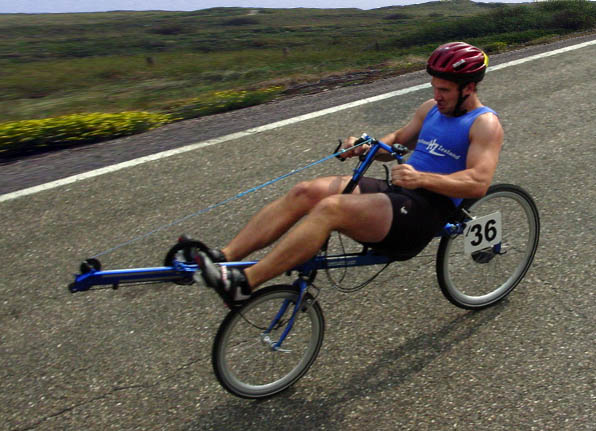 Derk Mulder competes in the Rowingbike sprint