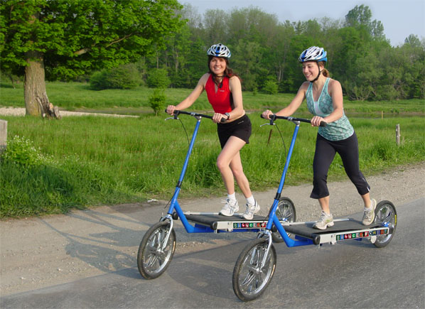 Sara and Natasha model the revolutionary Treadmill Bike