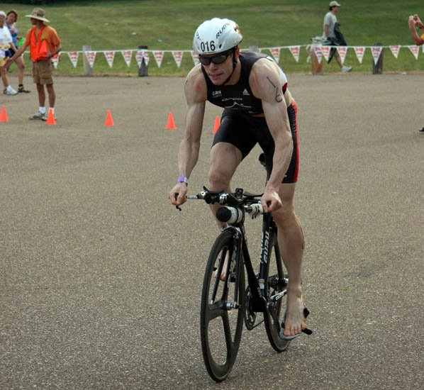 Scott starting the bike at Memphis in May