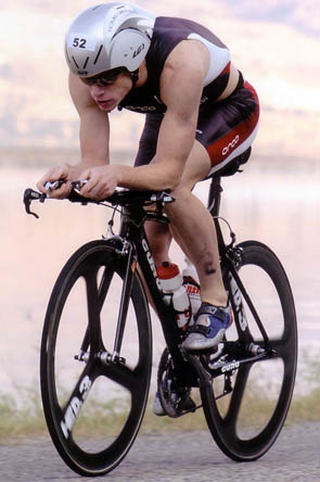 Scott staying aero on the bike