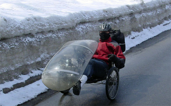 Recumbent trike in the winter