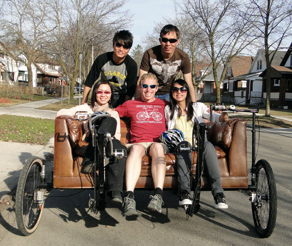 Team from Timeline Magazine on the Couchbike